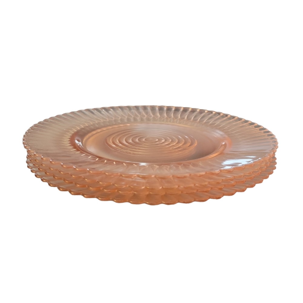 Pink Depression Glass Plates (4)